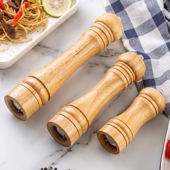 橡膠木研磨器手動胡椒研磨器孜然海鹽研磨瓶調味器廚房調味瓶罐