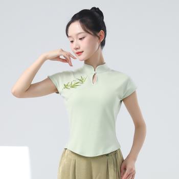 現代舞蹈服新中式復古旗袍領針織上衣古典舞形體練功服日常演出服