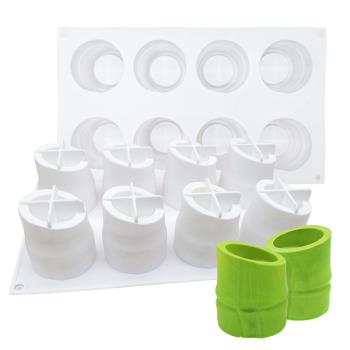 8連竹子矽膠模具慕斯蛋糕法式甜品竹節果凍布丁香薰蠟燭烘焙模