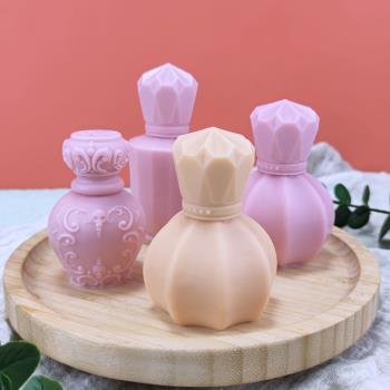 3D立體復古香水瓶香薰蠟燭矽膠模具幾何切面條紋瓶子diy手工石膏