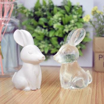 3D立體縫線兔子香薰石膏擴香石手工diy材料滴膠擺件蠟燭矽膠模具