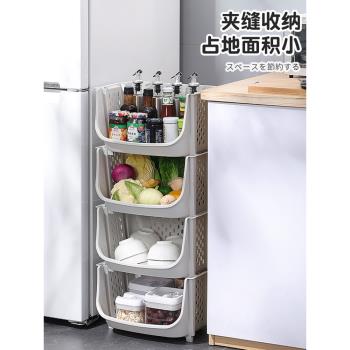 廚房置物架多層可疊加儲物筐多功能蔬菜籃架子家用落地玩具收納架