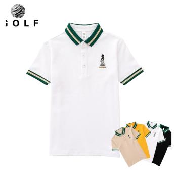 高爾夫兒童衣服夏翻領短袖T恤男童薄款上衣青少年golf運動POLO衫