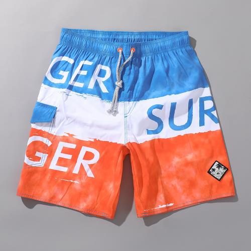 沙灘褲男可下水寬松速干五分褲海邊度假大褲衩日常百搭印花休閑褲