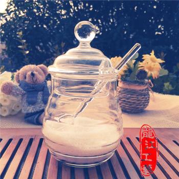 精緻手工條紋耐熱玻璃廚房糖罐