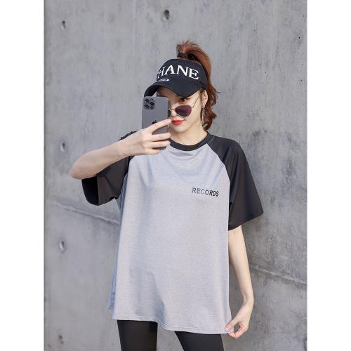 2022春夏健身服夏季短袖速干衣大碼胖MM寬松跑步瑜伽運動套裝女性