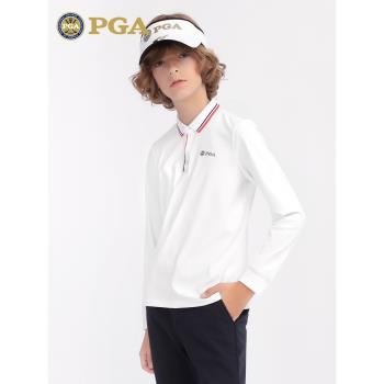 美國PGA高爾夫童裝男童長袖T恤青少年時尚上衣服裝秋冬季衣服套裝