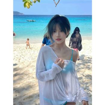比基尼泳衣女夏季性感小胸外搭罩衫可下水寬松性感防曬海邊度假