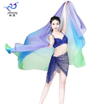 2024新款肚皮舞紗巾舞蹈表演印度舞演出練習手拋漸變色七彩絲巾女