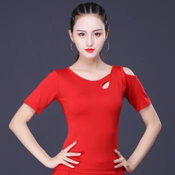 拉丁舞上衣新款女成人國標舞服裝練習上裝練功服跳舞摩登舞