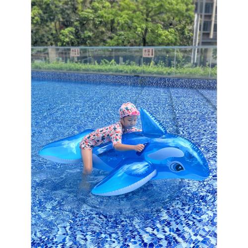 兒童成人水上坐騎充氣游泳池漂浮藍色鯨魚玩具充氣船浮排沖浪板