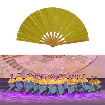 兒童太極功夫扇舞蹈說書人響扇竹骨武術扇古典表演扇8寸金色扇子