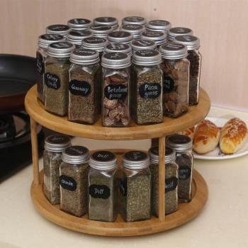 可旋轉雙層置物架廚房臺面多功能託盤調味料收納架家用品收納大全
