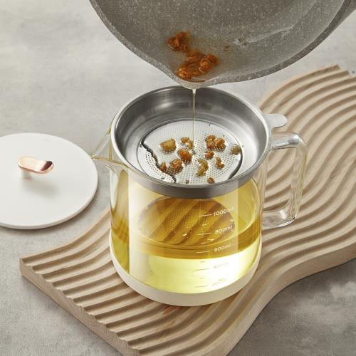 濾油壺神器過濾油渣壺漏油網油罐廚房家用大容量瀝油瓶硅膠隔熱墊