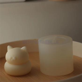 乖乖貓咪雪人香薰蠟燭烘焙巧克力石膏居家擺件手工diy矽膠模具