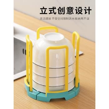 廚房瀝水碗架置物架家用放碗架水池單層飯碗收納架旋轉伸縮多功能