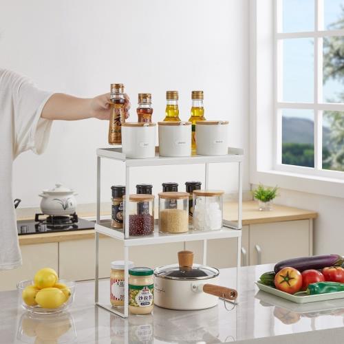 簡約單層鐵藝臺面置物架家用調料收納架廚房櫥柜內多功能置物架