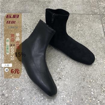 東大門韓國絨面側拉鏈平底女鞋