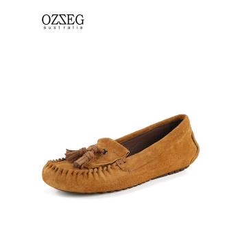 OZZEG流蘇2022年秋季平底豆豆鞋