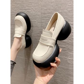 厚底春季韓版粗跟中口套腳樂福鞋