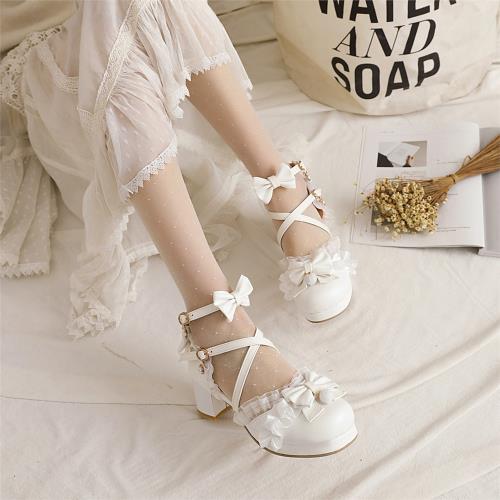 甜美涼鞋女夏大學生仙女風洛麗塔鞋子原創lo鞋高跟鞋女夏少女百搭