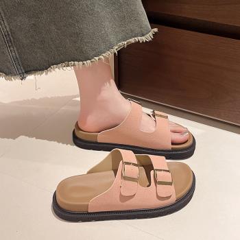夏厚底懶人日系復古孕婦涼拖鞋