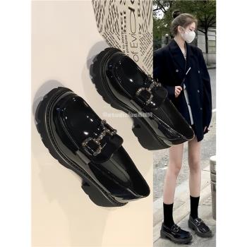 厚底香港漆皮春秋百搭樂福鞋