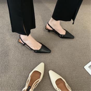 晚晚風氣質設計感小眾高跟鞋單鞋女鞋子法式復古涼鞋低跟鞋女鞋子