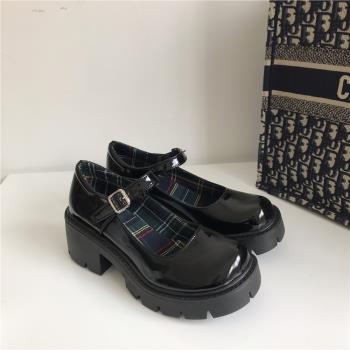 小sun家 新款韓國chic小皮鞋女秋季英倫鏤空森女復古瑪麗珍大頭鞋