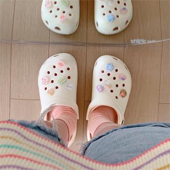 女夏季踩屎感防滑外穿少女心學生包頭洞洞鞋軟底休閑度假沙灘涼鞋