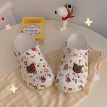 ins潮可愛少女心塗鴉花園洞洞鞋