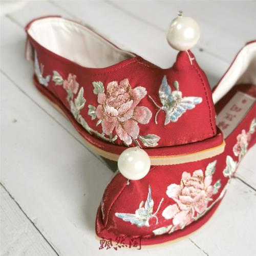 【飄然閣 千尋】漢服鞋婚鞋紅色弓鞋（不含珍珠毛球）工期60天|漢服鞋|ETMall東森購物網