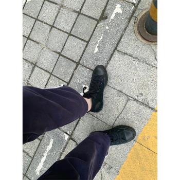 全黑色帆布鞋高幫STAR經典款常青款滑板鞋學生百搭休閑運動純黑色