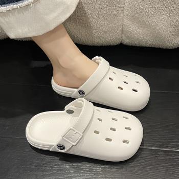 小眾洞洞鞋女款包頭半拖涼鞋孕婦護士軟底踩屎感沙灘兩穿eva涼拖