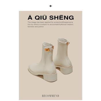小金扣後拉鏈彈力法式氣質短靴