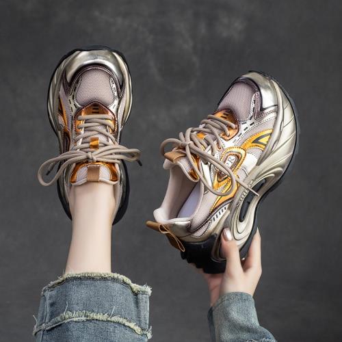 上海杰驟2025春季新款透氣厚底老爹鞋彩色街頭時尚潮鞋休閑女鞋