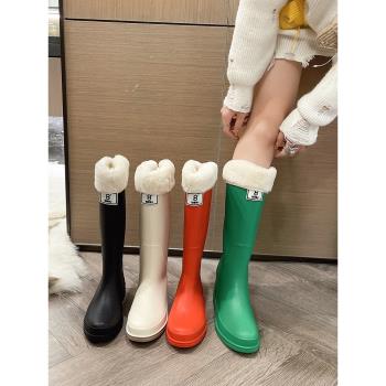 好看的雨鞋女成人長靴秋冬季加棉長筒雨鞋防滑時尚膠鞋洋氣防水鞋