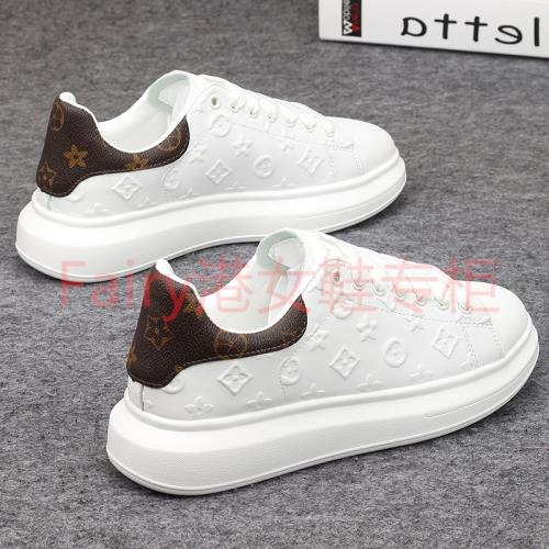 厚底印花小白鞋女春秋韓版情侶增高學生板鞋百搭低幫運動鞋氣墊鞋