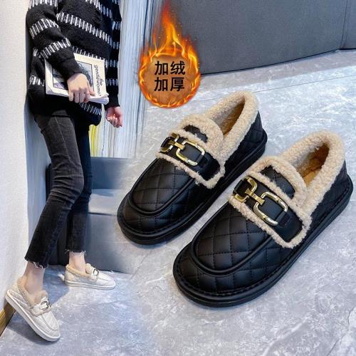 一腳蹬豆豆鞋2025新款雪地靴女款冬季棉鞋女冬厚底加絨加厚面包鞋