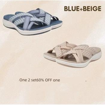 飛織涼拖鞋大碼43圓頭拖鞋女women flat slippers beach sandals