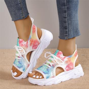 飛織厚底涼鞋大碼42休閑涼鞋women flat sandals casual shoes