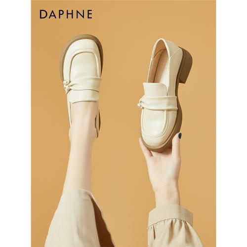 達芙妮厚底小皮鞋女2024年爆款秋冬學院風JK制服鞋圓頭單鞋一腳蹬