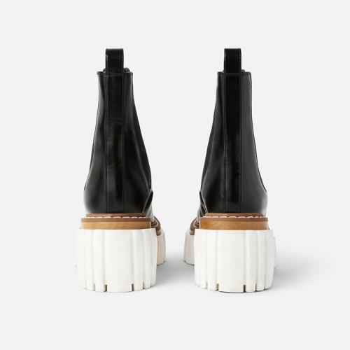 厚底粗跟英倫風復古尖頭套筒短靴