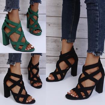 women high heel sandals shoes big size 43 女高跟涼鞋粗跟涼鞋