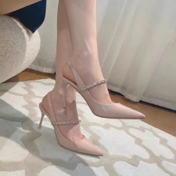 miu涼鞋裸色漆皮仙女風高跟水鉆