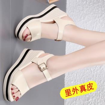 真皮高跟休閑時尚百搭女士涼鞋