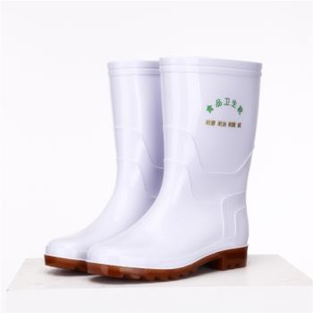 男女中高筒白色保暖耐酸堿雨鞋