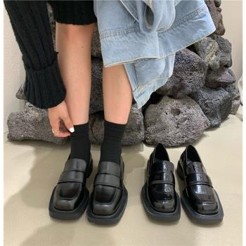 厚底方頭小皮鞋女英倫2024春季新款法式小眾日系JK制服樂福鞋單鞋