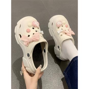 厚底女款外穿防滑增高可愛洞洞鞋