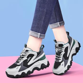 厚底加絨潮女跑步運動休閑老爹鞋